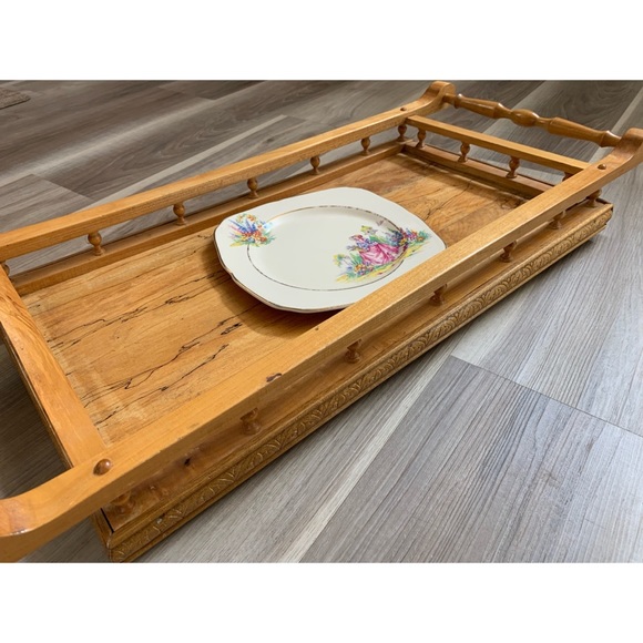 Vintage decorative wood breakfast tray